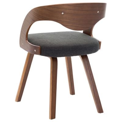 vidaXL Eetkamerstoelen 2 st gebogen hout en stof donkergrijs