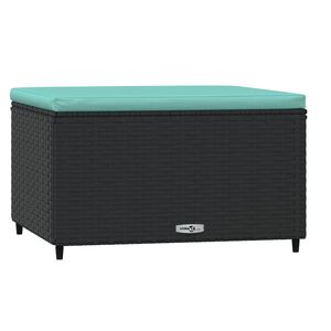 vidaXL Voetensteun met kussen poly rattan zwart
