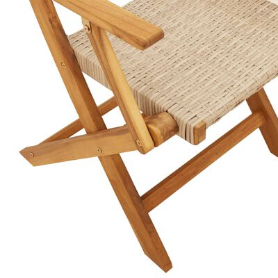 vidaXL Tuinstoelen 2 st massief acaciahout en poly rattan beige