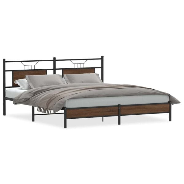 vidaXL Bedframe zonder matras bewerkt hout bruin eikenkleur 183x203 cm