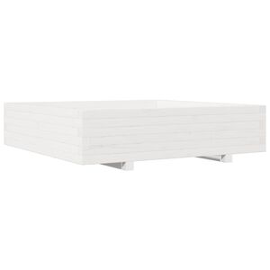 vidaXL Plantenbak 100x100x26,5 cm massief grenenhout wit