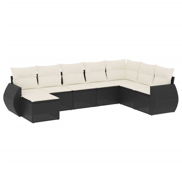 vidaXL 8-delige Loungeset met kussens poly rattan zwart