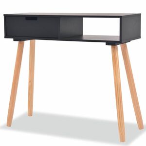 vidaXL Wandtafel 80x30x72 cm massief grenenhout zwart