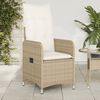 vidaXL Tuinstoelen 2 st verstelbaar met kussens poly rattan beige