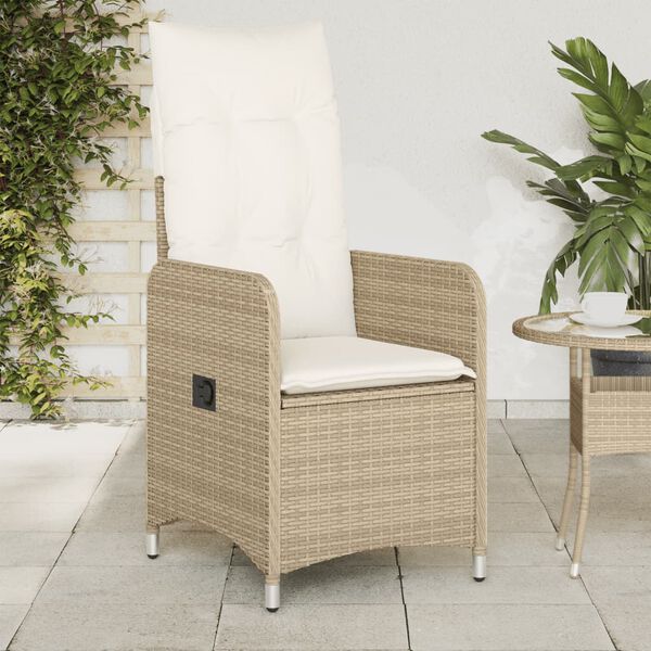 vidaXL Tuinstoelen 2 st verstelbaar met kussens poly rattan beige