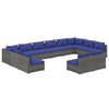 vidaXL 12-delige Loungeset met kussens poly rattan grijs