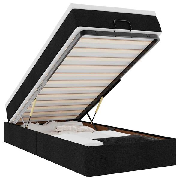 vidaXL Ottoman bed met matras 90x200cm stof zwart