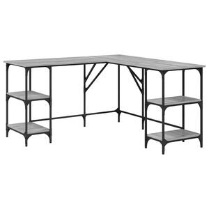 vidaXL Bureau 139x139x75 cm bewerkt hout grijs sonoma eikenkleurig