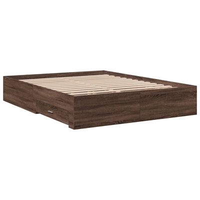 vidaXL Bedframe met lades bewerkt hout bruin eikenkleur 160x200 cm