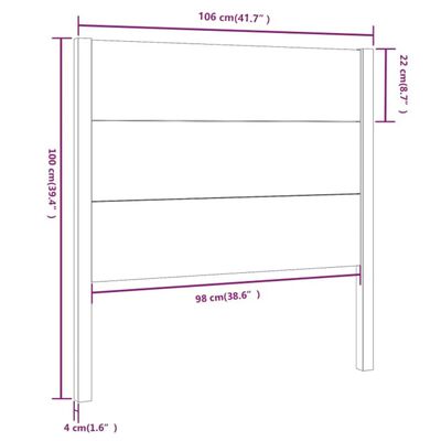 vidaXL Hoofdbord 106x4x100 cm massief grenenhout honingbruin