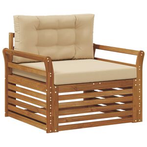 vidaXL Tuinbank Massief Acaciahout en Polyester Natuurlijk en Beige