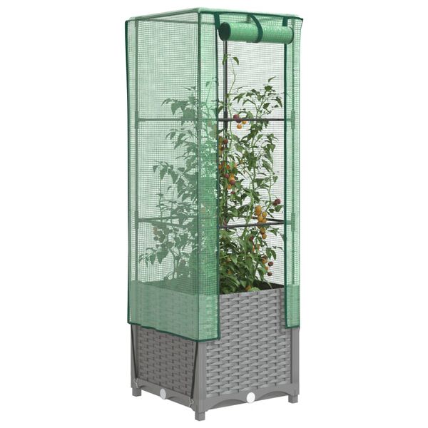 vidaXL Plantenbak verhoogd met kashoes 40x40x139 cm rattanlook