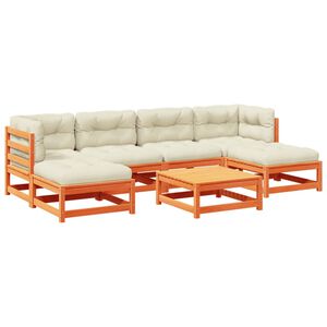vidaXL 7-delige Loungeset met kussens massief grenenhout wasbruin