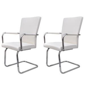 vidaXL Eetkamerstoelen 2 st kunstleer wit
