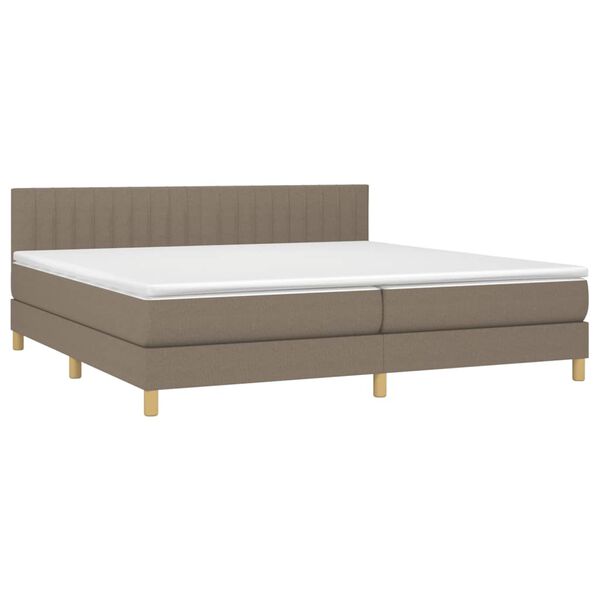 vidaXL Boxspring met matras en LED stof taupe 200x200 cm