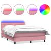 vidaXL Boxspring met matras en LED fluweel roze 140x220 cm