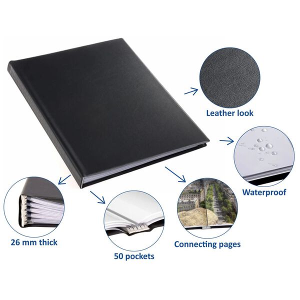 rillstab Portfoliomap met 50 hoezen A4 zwart