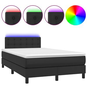 vidaXL Boxspring met matras en LED kunstleer zwart 120x200 cm