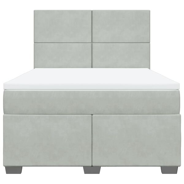 vidaXL Boxspring met matras fluweel lichtgrijs 140x200 cm