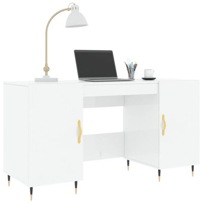 vidaXL Bureau 140x50x75 cm bewerkt hout hoogglans wit