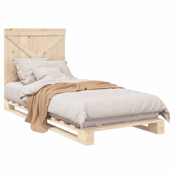 vidaXL Bedframe met hoofdbord massief grenenhout 90x200 cm