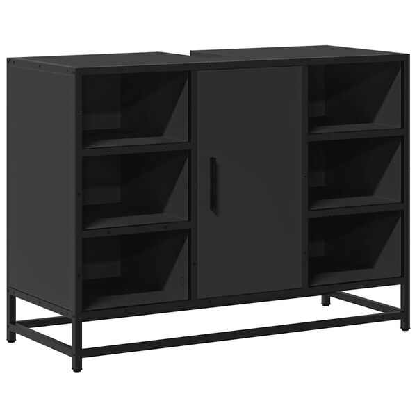 vidaXL Wastafelkast 80x33x60 cm bewerkt hout zwart