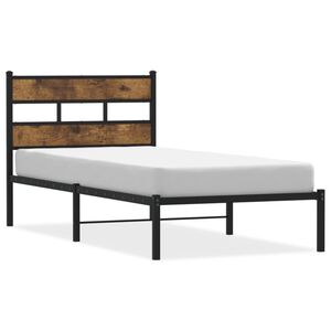 vidaXL Bedframe zonder matras metaal gerookt eikenkleurig 90x200 cm
