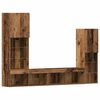 vidaXL TV-kast met LED-striplichten 4 pcs Oud hout Bewerkt hout
