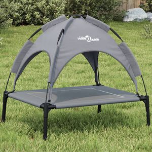 vidaXL Hondenmand met luifel oxford stof en staal antracietkleurig