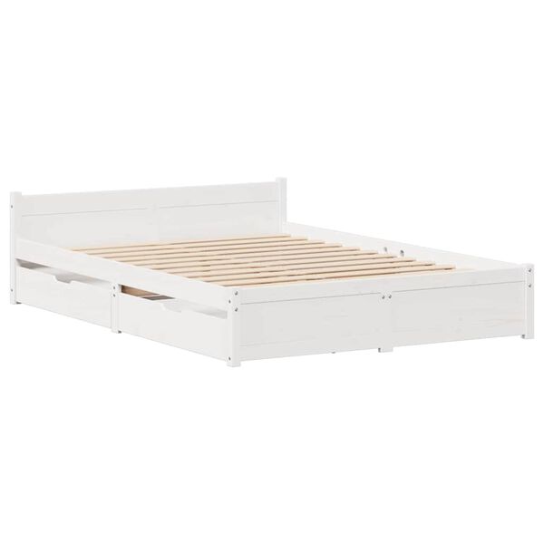 vidaXL Bedframe zonder matras massief grenenhout wit 140x200 cm
