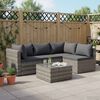 vidaXL 5-delige Loungeset met kussens poly rattan grijs