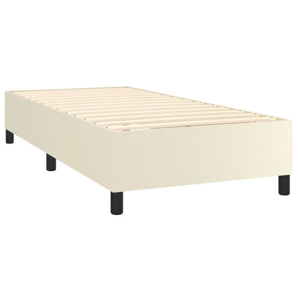 vidaXL Boxspring met matras kunstleer cr&egrave;mekleurig 100x200 cm