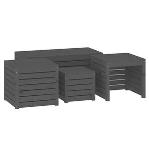 vidaXL 4-delige Tuinboxset massief grenenhout grijs