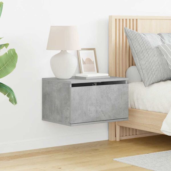 vidaXL Nachtkastjes met LED's 2 st wandgemonteerd betongrijs