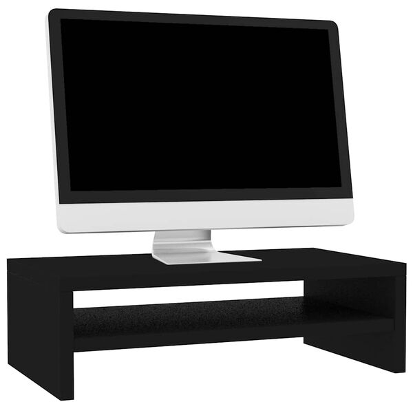 vidaXL Monitorstandaard 42x24x13 cm bewerkt hout zwart