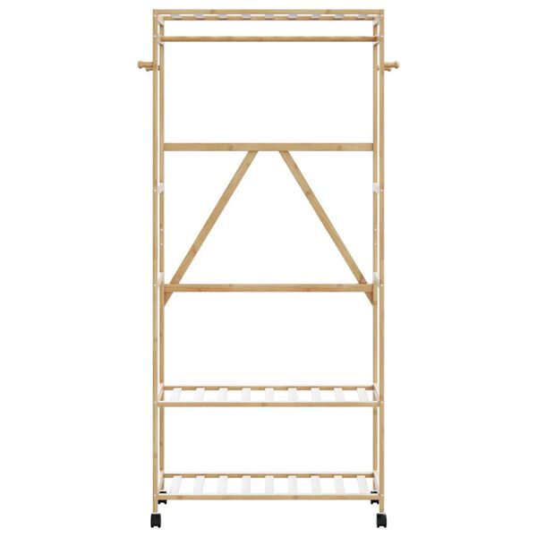 vidaXL Kledingrek met schappen en wielen 90x40x179,5 cm bamboe