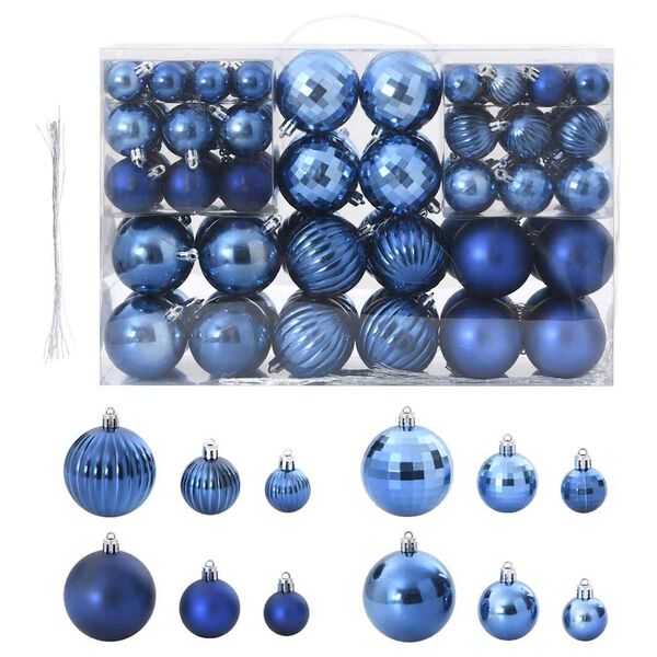 vidaXL Kerstballen 100 st &Oslash;3/4/6 cm blauw