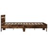 vidaXL Bedframe met hoofdeinde bewerkt hout gerookt eiken 135x190 cm