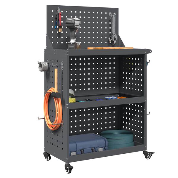 vidaXL Gereedschapswagen Antraciet 65 x 35 x 111 cm Koudgewalst staal