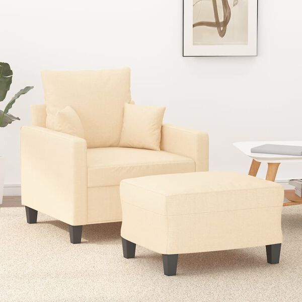 vidaXL Fauteuil met voetenbank 60 cm stof cr&egrave;mekleurig