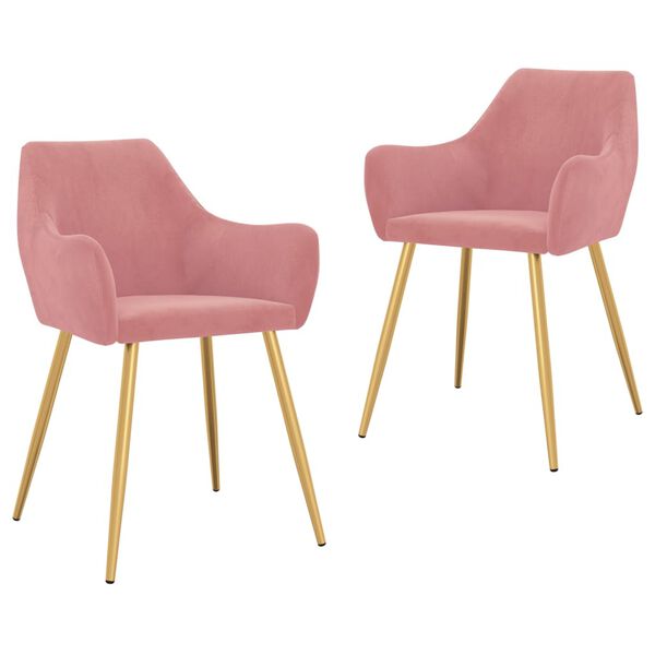 vidaXL Eetkamerstoelen 2 st fluweel roze