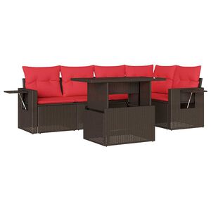 vidaXL 6-delige tuinbankset met kussens, bruin polyrotan