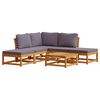 vidaXL 6-delige Loungeset met kussens massief acaciahout
