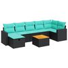 vidaXL 8-delige Loungeset met kussens poly rattan zwart