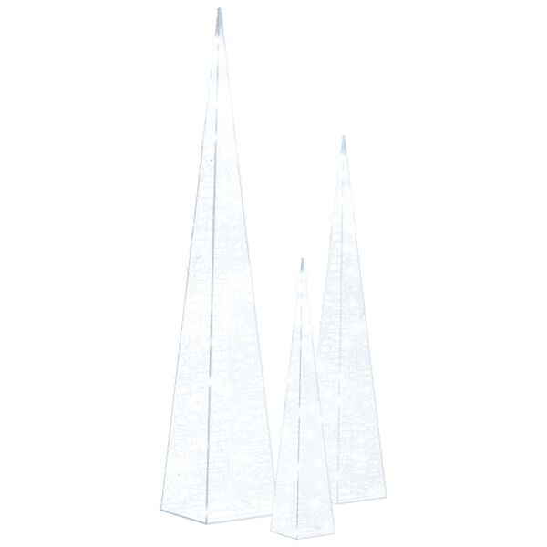 vidaXL Lichtkegelset decoratief LED 30/45/60 cm acryl koudwit