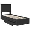 vidaXL Opslag bed met hoofdeinde Zwart 75 x 190 cm Bewerkt hout