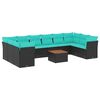 vidaXL 11-delige Loungeset met kussens poly rattan zwart