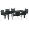 vidaXL Tuin eettafelset 7 st Zwart en Grijs PE Rattan