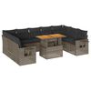 vidaXL 10-delige Loungeset met kussens poly rattan grijs