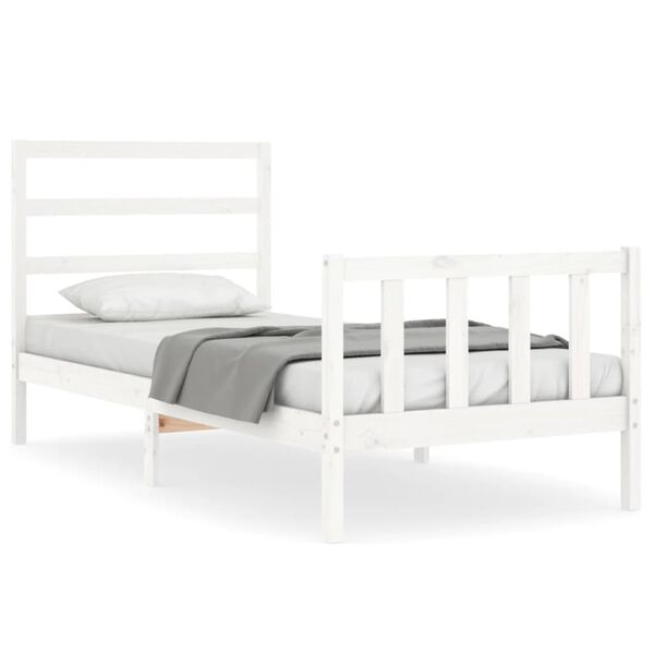 vidaXL Bedframe met hoofdbord massief hout wit